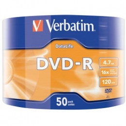 Диск DVD Verbatim 4.7Gb 16X Wrap-box 50pk Extra MATT SILVER (43791) фото 1