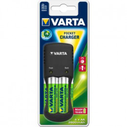 Зарядное устройство для аккумуляторов Varta Pocket Charger + 4AA 2600 mAh NI-MH (57642101471) фото 1