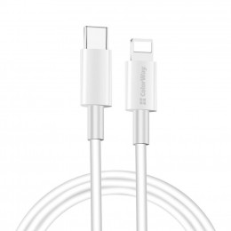 Дата кабель USB Type-C to Lightning 1.0m 3A white ColorWay (CW-CBPDCL032-WH) фото 1