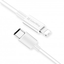 Дата кабель USB Type-C to Lightning 1.0m 3A white ColorWay (CW-CBPDCL032-WH) фото 2