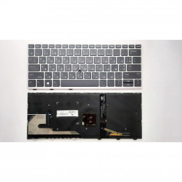 Клавиатура ноутбука HP EliteBook 830 G5 черная с серебр рамкой ТП и подсв (A46156) фото 1