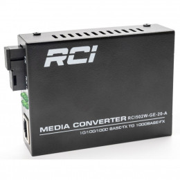 Медиаконвертер RCI 1G, 20km, SC, RJ45, Tx 1310nm standart size metal case (RCI502W-GE-20-A) фото 2