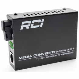 Медиаконвертер RCI 1G, 20km, SC, RJ45, Tx 1550nm standart size metal case (RCI502W-GE-20-B) фото 1
