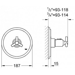 ATRIO-Центральный термотат  GROHE 19147000 (верхняя монтажная часть к 34101), хром (19147000) фото 2