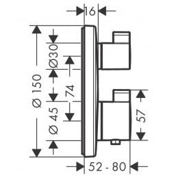 HANSGROHE ECOSTAT S термостат с запорным/переключающим вентилем (15758000) фото 2