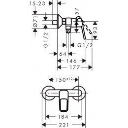 HANSGROHE LOGIS Loop смеситель для душа однорычажный, хром (71247000) фото 2