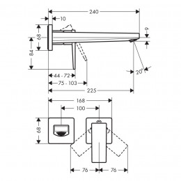 HANSGROHE METROPOL смеситель для умывальника однорычажный с изливом 225 мм, настенный монтаж, хром ( фото 2
