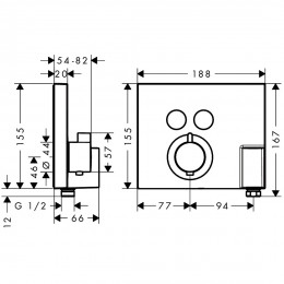 HANSGROHE SHOWER Select термостат для двух потребителей, СМ (15765000) фото 2