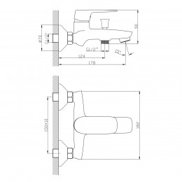 IMPRESE STRELA смеситель для ванны, хром, 35 мм (f03208301AA) фото 2