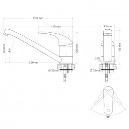 RJ BARON смеситель для кухни однорычажный, излив 210 мм, беж 40мм (RBZ014-6G) фото 2