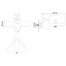 RJ DUCT смеситель для ванны однорычажный, хром 35 мм (RBZ079-3) фото 2