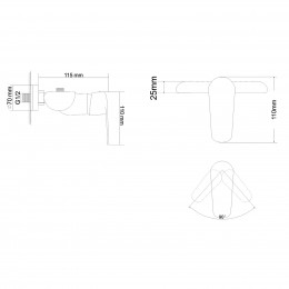 RJ FLY смеситель для душа однорычажный, хром, 35 мм (RBZ084-5) фото 2