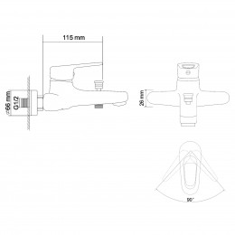 RJ NARCIZ смеситель для ванны однорычажный, хром 40мм (RBZ100-3) фото 2