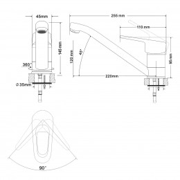 RJ NARCIZ смеситель для кухни однорычажный, излив 210 мм, хром 40мм (RBZ100-6) фото 2