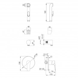 IMPRESE KUCERA набор гигиенический (смеситель скрытого монтажа с гигиеническим душем), хром (VR30105 фото 2