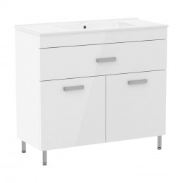 VELUM комплект мебели 90см, белый: тумба напольная, 1 ящик, 2 дверцы + умывальник накладной арт RZJ9 фото 1
