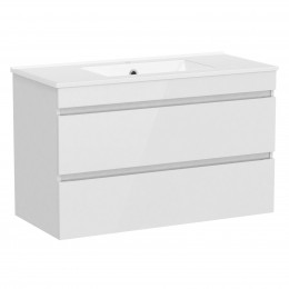 VOLLE FIESTA комплект мебели 100см белый: тумба подвесная, 2 ящика + умывальник накладной арт 13-01- фото 1