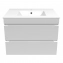 VOLLE FIESTA комплект мебели 80см белый: тумба подвесная, 2 ящика + умывальник накладной арт 13-01-0