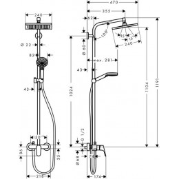 HANSGROHE CROMETTA E 240 1jet Showerpipe душевая система с однорычажным смесителем, хром (27284000) фото 2