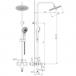 IMPRESE STRELA система душевая (смеситель для ванны, верхний и ручной душ), хром (t03008301AA) фото 2