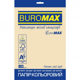 Бумага Buromax А4, 80g, PASTEL cream, 20sh, EUROMAX (BM.2721220E-49) фото 1