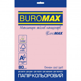 Бумага Buromax А4, 80g, PASTEL pink, 20sh, EUROMAX (BM.2721220E-10) фото 1