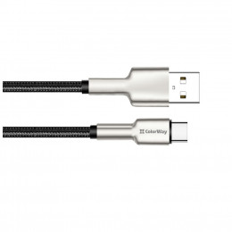 Дата кабель USB 2.0 AM to Type-C 1.0m head metal black ColorWay (CW-CBUC046-BK) фото 2
