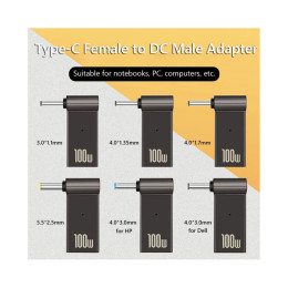 Адаптер PD 100W USB Type-C Female to DC Male Jack 4.5x3.0 mm HP ST-Lab (PD100W-4.5x3.0mm-HP) фото 2
