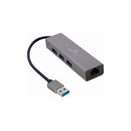 Адаптер USB-A до Gigabit Ethernet, 3 Ports USB 3.1 Gen1 Cablexpert (A-AMU3-LAN-01) фото 1
