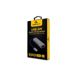 Адаптер USB-A до Gigabit Ethernet, 3 Ports USB 3.1 Gen1 Cablexpert (A-AMU3-LAN-01) фото 2