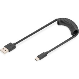 Дата кабель USB 2.0 AM to Type-C 1.0m (0.32m) spiral black Digitus (AK-300430-006-S) фото 1