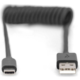 Дата кабель USB 2.0 AM to Type-C 1.0m (0.32m) spiral black Digitus (AK-300430-006-S) фото 2