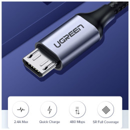 Дата кабель USB 2.0 AM to Micro 5P 1.5m US290 Black Ugreen (US290/60147) фото 2