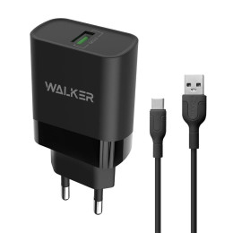 Зарядное устройство Walker WH-35 USB + Type-C black фото 1