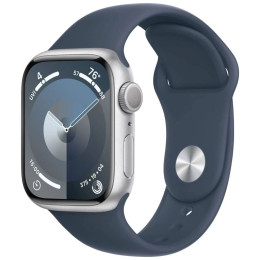 Смарт-часы Apple Watch Series 9 GPS 41mm Silver Aluminium Case with Storm Blue Sport Band - M/L (MR9 фото 1
