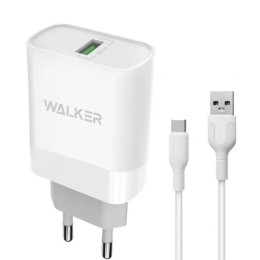 Зарядное устройство Walker WH-35 USB + Type-C white фото 1
