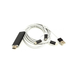 Кабель мультимедийный HDMI (M) to Lightning, Type-C, mirco USB 1.0m PowerPlant (CA911912) фото 1