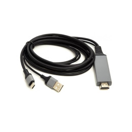 Кабель мультимедийный HDMI (M) to USB (AM) / Type-C (M) 1.0m PowerPlant (CA912025) фото 1