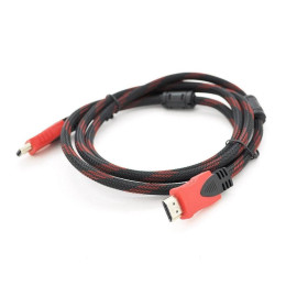 Кабель мультимедійний HDMI to HDMI 1.5m v1.4, OD-7.4mm Black/RED Merlion (YT-HDMI(M)/(M)NY/RD-1.5m) фото 1