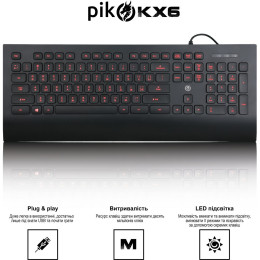 Клавиатура Piko KX6 USB Black (1283126489556) фото 2