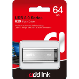USB флеш накопичувач AddLink 64GB U25 Silver USB 2.0 (ad64GBU25S2) фото 2