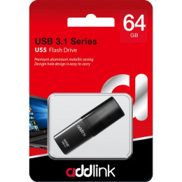 USB флеш накопичувач AddLink 64GB U55 Black USB 3.1 (ad64GBU55B3) фото 2
