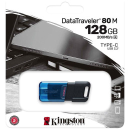 USB флеш накопичувач Kingston DataTraveler 80 M Blue/Black (DT80M/128GB) фото 2