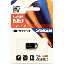 USB флеш накопичувач Mibrand 32GB Hawk Black USB 2.0 (MI2.0/HA32M1B) фото 2