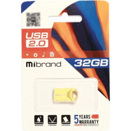 USB флеш накопитель Mibrand 32GB Hawk Gold USB 2.0 (MI2.0/HA32M1G) фото 2