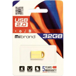 USB флеш накопичувач Mibrand 32GB lynx Gold USB 2.0 (MI2.0/LY32M2G) фото 2