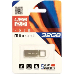 USB флеш накопитель Mibrand 32GB Shark Silver USB 2.0 (MI2.0/SH32U4S) фото 2