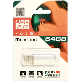 USB флеш накопичувач Mibrand 64GB Cougar Silver USB 2.0 (MI2.0/CU64P1S) фото 2
