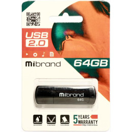 USB флеш накопичувач Mibrand 64GB Grizzly Black USB 2.0 (MI2.0/GR64P3B) фото 2