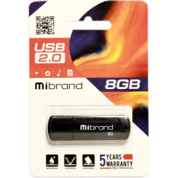 USB флеш накопитель Mibrand 8GB Grizzly Black USB 2.0 (MI2.0/GR8P3B) фото 2